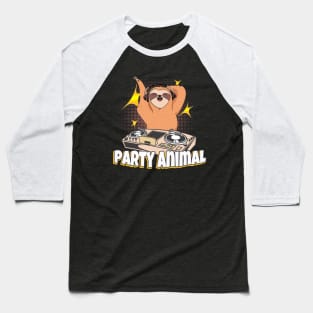 Party Sloth DJ Baseball T-Shirt